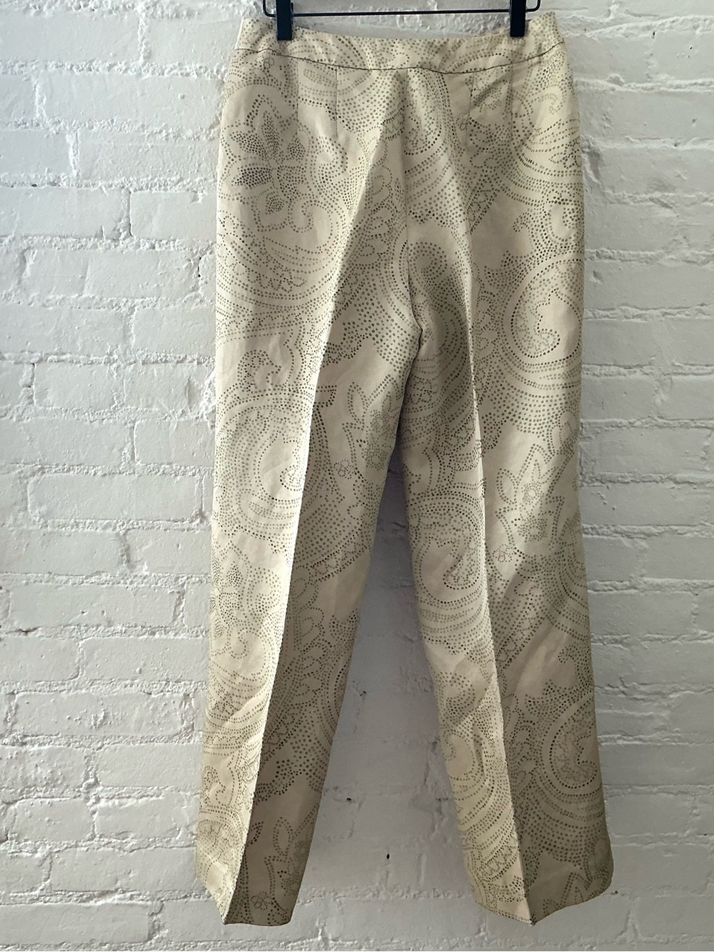Talbots Heritage Silk Paisley Print Tailored Trouser Pants Beige Tan Career Sz 8 - Picture 5 of 13
